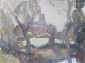 River Landscape With A Church In The Distance by John Nash