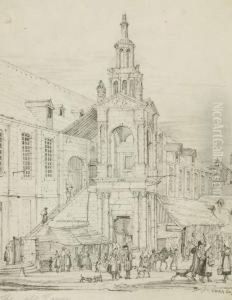 Vue De La Place De La Haute Vieille Tour A Rouen by Joseph Nash