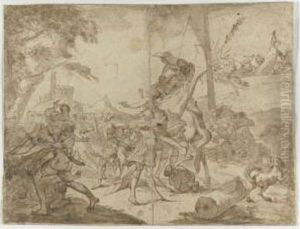Il Ratto Delle Sabine (recto - Verso) by Giuseppe Nicola Nasini
