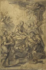 La Vierge Presentant L'enfant Jesus A Sainte Catherine De Sienne Entouree D'anges Et De Putti