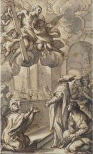 Black Chalk And Pen And Brown Ink And Brown And Grey Wash, Heightened With White, On Light Brown Paper by Giuseppe Nicola Nasini
