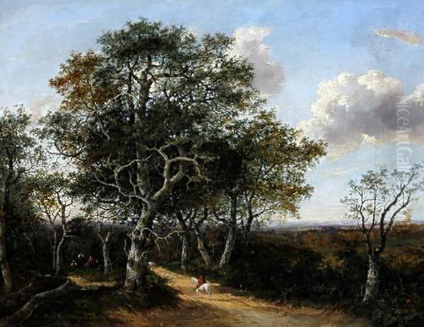 Extensive Landscape With Traveller On A Path By A Gipsy Encampment - view 1