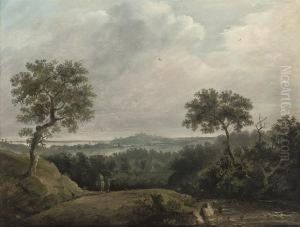 Figures And A Horse In An Extensive Landscape