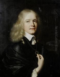 Portrait Of A Gentleman, Bust-length, In Ablack Mantle And A White Chemise by Pieter Nason