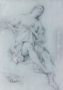 Etude De Femme Pour Venus A La Fontaine Avec Reprise D'une Main En Bas A Gauche by Charles Joseph Natoire