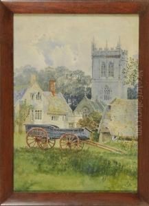 Landscape With Church And Cart by George Nattress