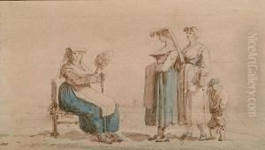 A. Three Peasant Women And A Child, One Seated And Holding A Distaff