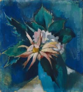 Blumen In Blauer Vase by Heinrich Nauen
