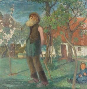Alter Mann Und Junges Madchen Im Garten by Heinrich Nauen