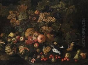 Melograni, Uva, Zucche, Fichi E Pere Con Uccelli by Pietro Navarra