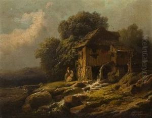 A Landscape With A Mill by Josef Navratil