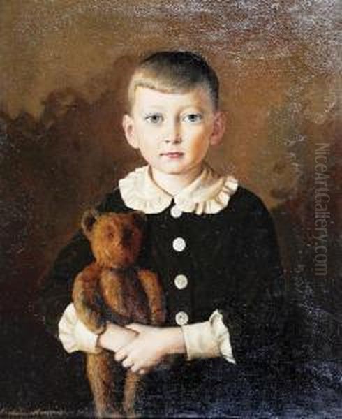 Portret Chlopca Z Pluszowym Misiem - view 1