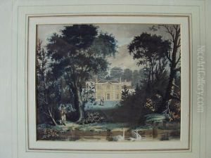Country House With Figures Before by J. P. Neale