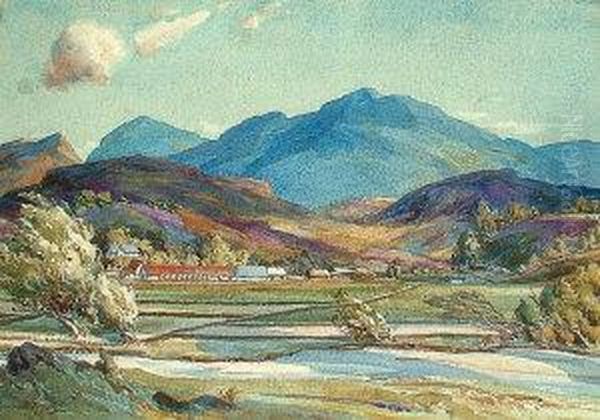 A Tranquil Valley With Cottages And Mountains - view 1