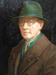 Self Portrait, Bust Length Wearing A Green Trilby Hat by Edward Mossforth Neatby