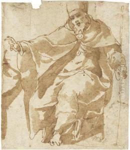 Studie Einer Sitzenden Bischofsfigur