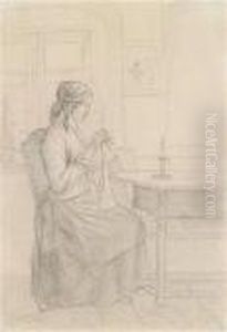 Eine Nahende Frau In Einerstube by Johann Michael Neder
