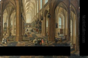 Vue De L'interieur De La Cathedrale Notre-dame D'anvers by Peeter, the Elder Neeffs