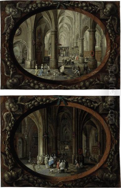 I Interior Of A Gothic Church By Day by Pieter Neefs The Elder, Frans The Younger Francken