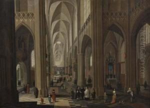 Interieur Deglise Anime by Pieter Neefs The Elder, Frans The Younger Francken