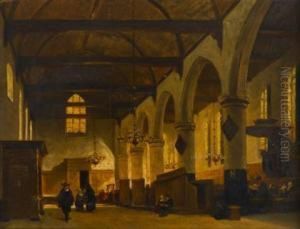 Protestant Church Interior by Pieter Neefs The Elder, Frans The Younger Francken
