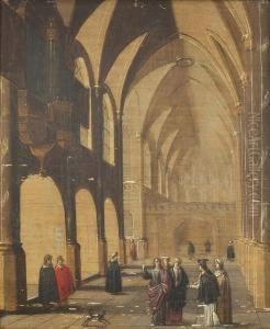 A Church Interior With Christ Preaching by Pieter Ii Neefs