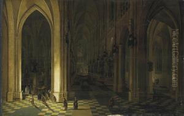 Interior Of A Cathedral By Candlelight - view 1