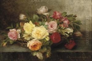 Colourful Roses In A Basket by Elise Nees Von Esenbeck