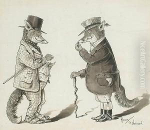 Caricature Of Two Foxes by Harry B. Neilson