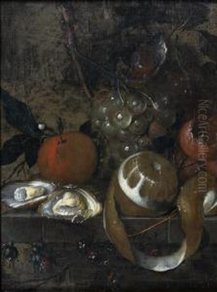 Nature Morte Aux Fruits Et Aux Huitres Sur Un Entablement De Pierre - view 1
