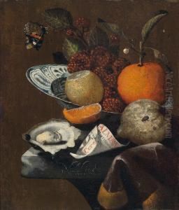 Natura Morta Di Frutta Con Un""ostrica Aperta