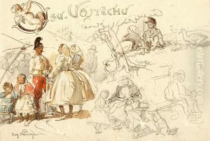 Two Figural Studies by Augustin Nemejc