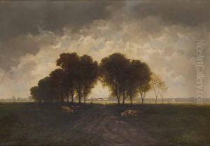 Kossor Vid Landsvag by Heinrich Neppel