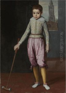 Portrait Of A Young Boy Holding A Mallet