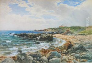 'isle Of Arran' Beach Scene With Boy Seated On Rocks