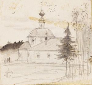 Landscape With Church by Mikhail Vasilievich Nesterov