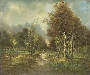 In Spatsommerlicher Landschaft Auf Einem Weg Spazierende Ruckenfigur