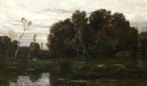 "romantische Fluslandschaft" Mit Personenstaffage
Ol/leinwand, Signiert, Doubliert, Craquele, 61x100 Cm by Ludwig, Louis Neubert