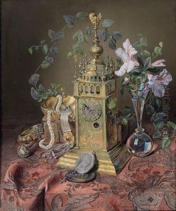 A Stilllife With A Clock And Jewellery