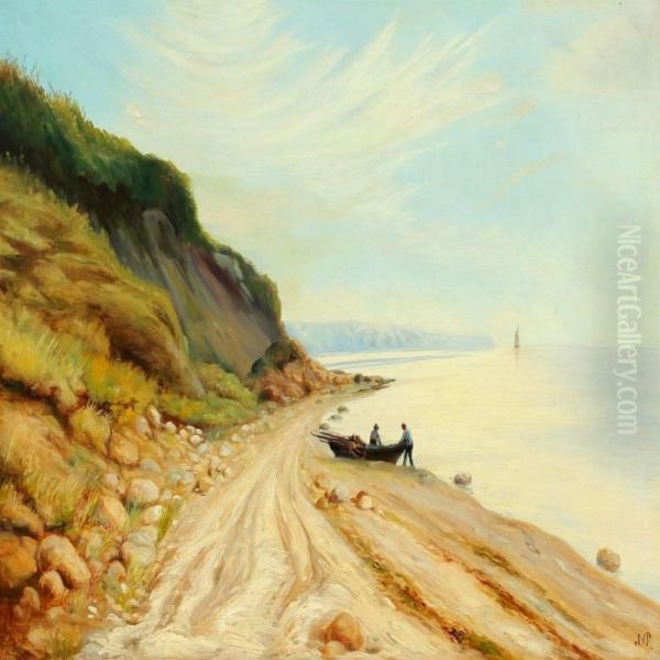Coastel Scenery With Fishermen On The Beach - view 1