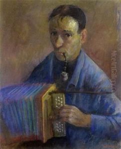 Self Portrait With Accordion by Werner Neuhaus