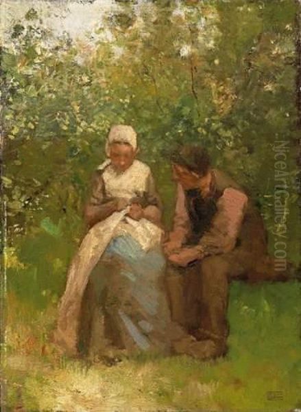 Young Dutch Couple In The Spring Garden - view 1