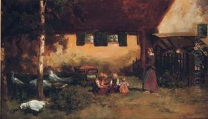 Playing By The Farm by Joseph Hendrikus Neuhuys