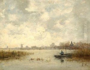 Fishing Boat On The Water by Joseph Hendrikus Neuhuys