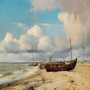 Boats On The Beach, Skagen by Carl Johan Neumann