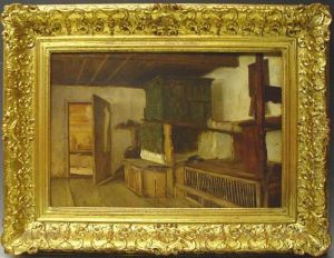 Stubeninterieur - Alte Bauernstube Mit Kachelofen by Ludwig Neustatter