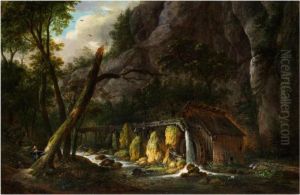 Waldlandschaft Mit Muhle Und Jager Waldlandschaft Mit Muhle Und Jager