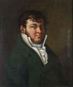 Portrait Of A Man, Depicted Half Length Wearing A Green Coat And A White Collar