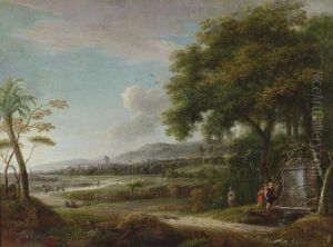 Southern Landscape With Round Temple.