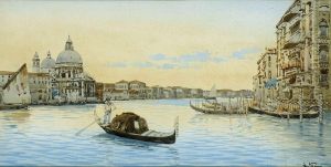 Venedig - Canal Grande Mit Santa Maria Della Salute. by A. Augustus Neve